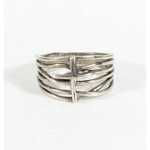 Size 11.25 Rustic Cross Ring - Christian Sterling Silver 925